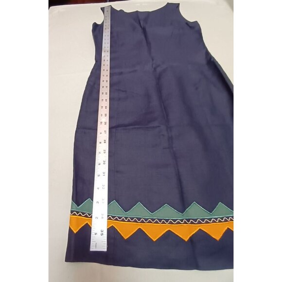August Silk Womens  Sleeveless 100% Linen Dress Size 6 Navy Blue Back Zip Career - Picture 8 of 8